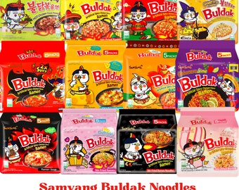Samyang Buldak-noedels | Koreaanse Pittige noedels | Koreaanse Snackbox | Koreaanse Pittige Noodle-uitdaging | Pittige Aziatische Ramen