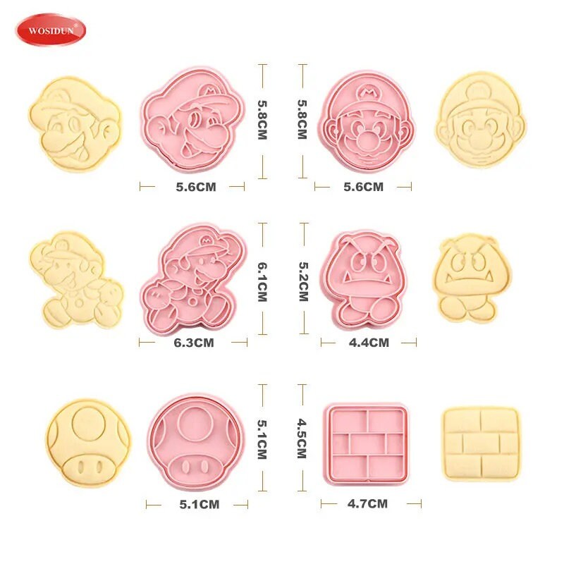 Super Mario Cookie Cutters Set of 6 Cartoon Fondant Baking Etsy Australia