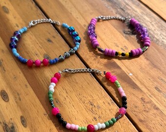 Handmade Beaded Friendship Bracelet Trio | Deltarune | Ralsei, Kris, and Susie