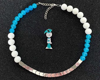 Handmade Beaded Necklace | My Life as a Teenage Robot Jenny (with enamel pin)