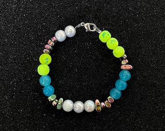 Handmade Beaded Bracelet | Green and Blue