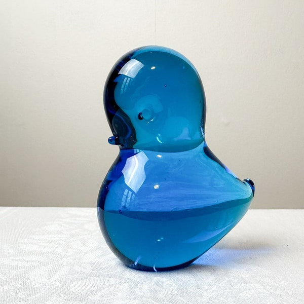 Swedish glass bird FM Ronneby Sweden Pippi Birdie Vintage art glass figurine FM Konstglas design by Josef Marcolin 1960s hand made blue bird