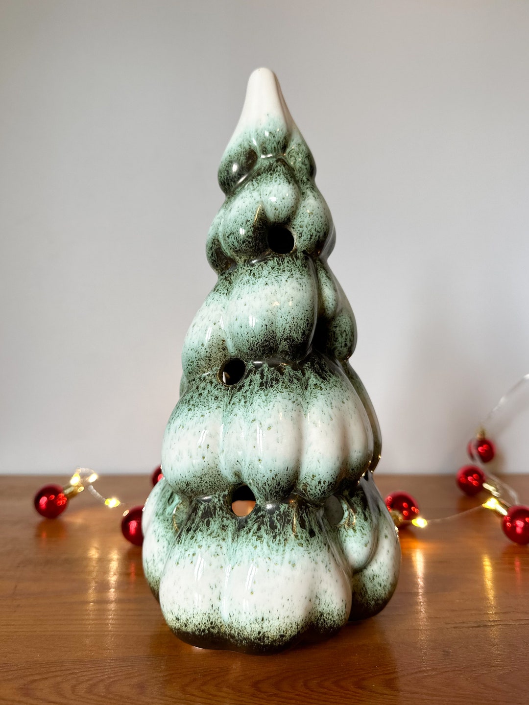 Vintage Ceramic Christmas Tree Candle Tealight Holder Nittsjö Etsy