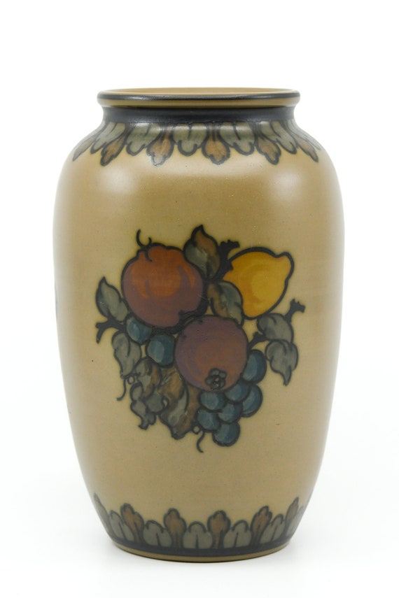 L Hjorth Danish Art Deco Pottery Vase Denmark Bornholm Vintage Etsy