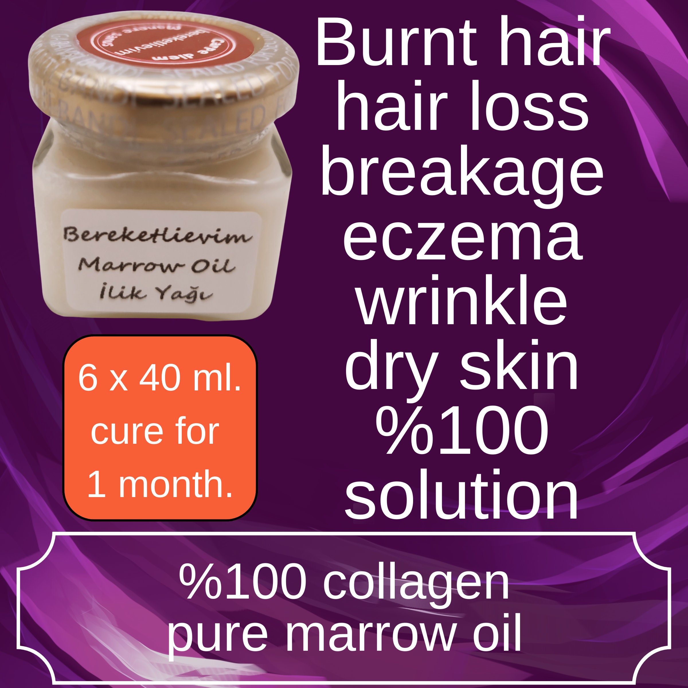 Pure Buffalo Marrow Oil 6 X 40 Ml Set, Natural Collagen, Hair Care and