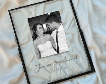 Personalizable, stand-up picture frame with writing on glass | Wedding gift | Birthday gift | Gift of money