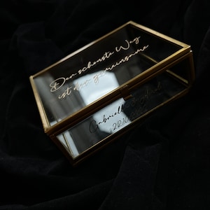 Personalisierte Glasschatulle | Ringschachtel | Schmuckschachtel | Gold | Schmuckkästchen