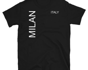 Italien - Mailand (Weiße Buchstaben) _Short-Ärmel Unisex T-Shirt