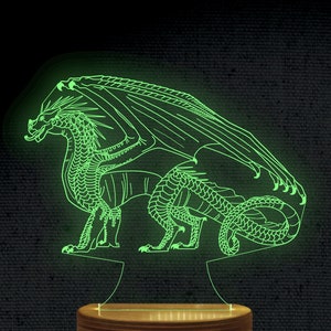 Dragon 3D Illusion Acrylic Hologram Night Led Lamp Laser Cut Engraving Dxf Glowforge Svg File Digital Vector Files Instant Download