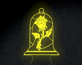 Rose 3D Illusion Acrylic Hologram Night Led Lamp Laser Cut Engraving File Dxf Glowforge Svg Digital Vector Files Instant Download