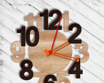 Contemporary Wall Clock Laser Cut Dxf Glowforge Svg Template CNC Cutting Router Plazma Cut Instant Download Digital Vector Ai Pdf Eps Files