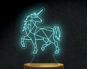 Unicorn 3D Illusion Acrylic Hologram Night Led Lamp Laser Cut Engraving File Dxf Glowforge Svg Digital Vector Ai Pdf Files  Instant Download