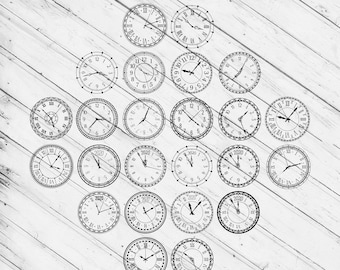 Clocks Vector Set Bundle Laser Cut Dxf Glowforge Svg Cricut Silhouette Template Pattern Clipart  Download Digital Vector Ai Pdf Eps Files