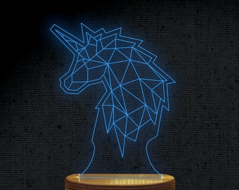 Unicorn 3D Illusion Acrylic Hologram Night Led Lamp Laser Cut Engraving File Dxf Glowforge Svg Digital Vector Ai Pdf Files  Instant Download