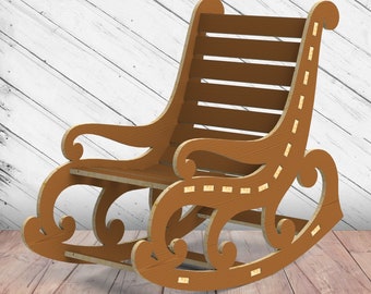 Decorative Rocking Chairs CNC Router Cutting Plan Template Instant Download Digital Vector Ai Pdf Eps Files