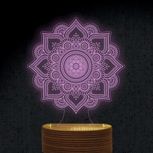 Mandala 3D Illusion Acryl Hologramm Nacht Led Lampe Laser Cut Gravur Datei Dxf Glowforge svg Digitale Vektor Ai Pdf Dateien Sofort-Download