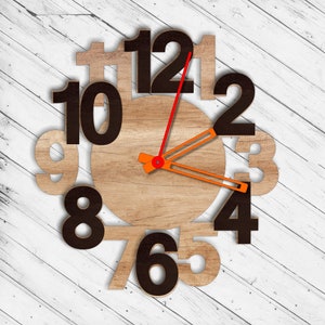 Contemporary Wall Clock Laser Cut Dxf Glowforge Svg Template CNC Cutting Router Plazma Cut Instant Download Digital Vector Ai Pdf Eps Files