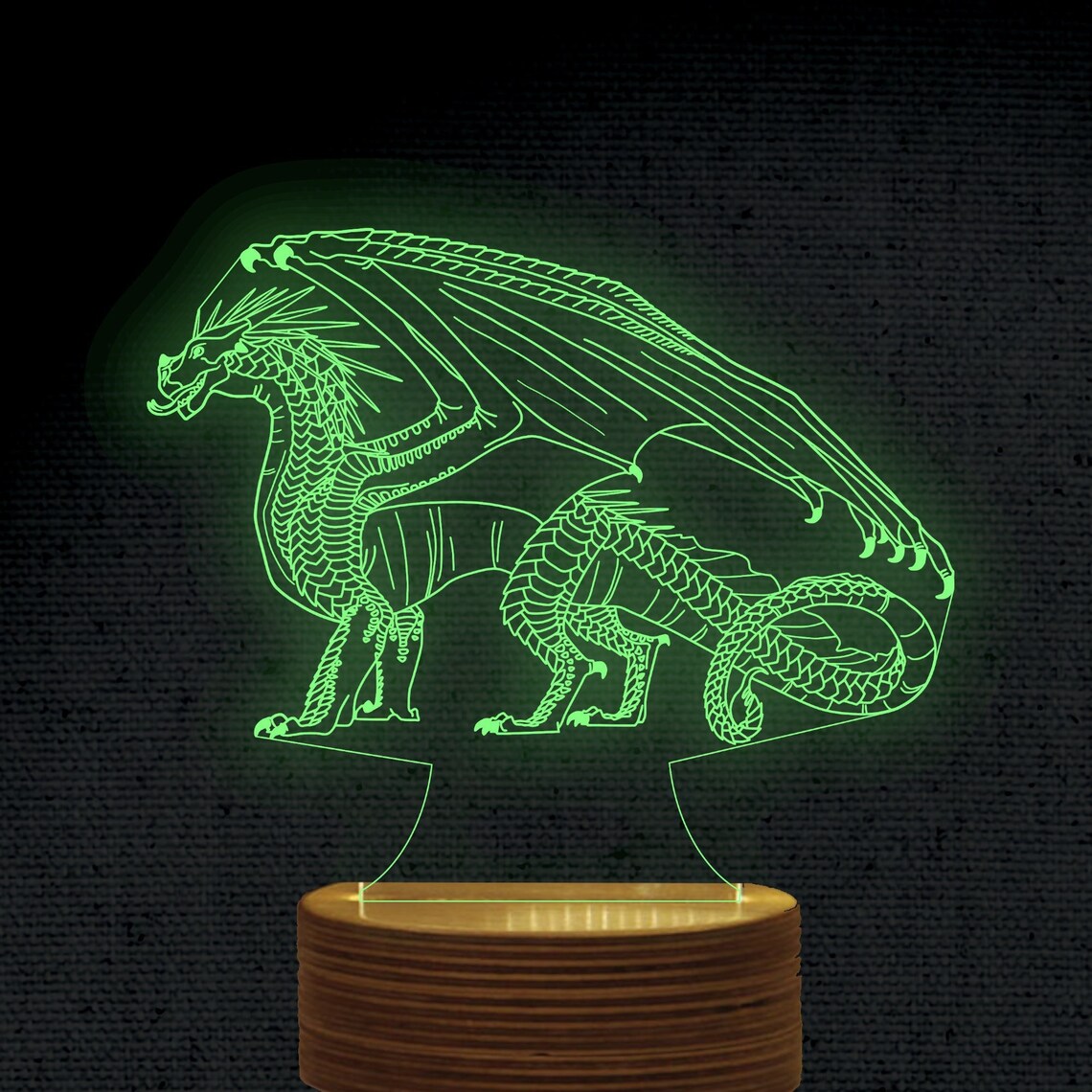 Dragon 3D Illusion Acrylic Hologram Night Led Lamp Laser Cut - Etsy