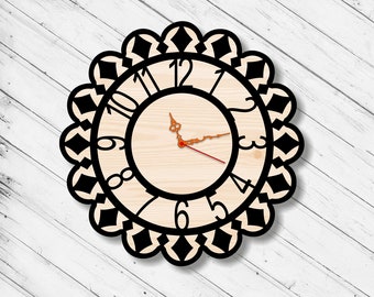 Wall Clock Laser Cut Dxf Glowforge Svg Template CNC Cutting Router Plazma Cut Cricut Instant Download Digital Vector Ai Pdf Eps Files