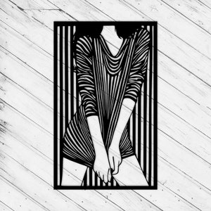 Mädchen Wand Kunst Dekor Laser Cut Dxf Glowforge SVG xTool D1 CNC Fräser Schneiden Vinyl Schnitt Aufkleber Metall Schnitt Silhouette Vorlage Digitale Dateien