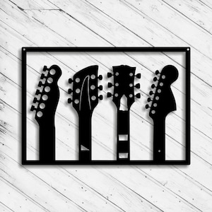 Gitaren Wall Art Decor Lasergesneden Dxf Glowforge Svg xTool D1 CNC Router snijden Vinyl gesneden Sticker Metal Cut silhouet sjabloon digitale bestanden