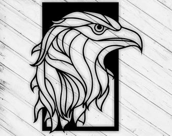 Eagle Wall Art Decor Pattern Laser Cut Dxf Glowforge Svg xTool D1 File CNC Router Cutting Vinyl Cut Sticker Metal Cut Download Digital File