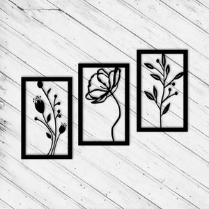 Blumen Wand Kunst Dekor Laser geschnitten Dxf Glowforge SVG xTool D1 CNC Fräser Schneiden Vinyl geschnitten Aufkleber Metall geschnitten Silhouette Vorlage Digitale Dateien