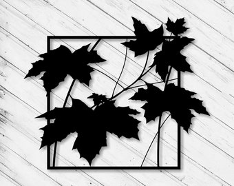 Leaf Wall Art Decor Pattern Laser Cut Dxf Glowforge Svg xTool D1 File CNC Router Cutting Decorative Metal Plazma Cut Download Digital Files