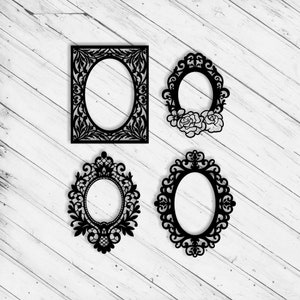 Mirror Frame Bundle Laser Cut Dxf Glowforge Svg File Cricut Silhouette Template Pattern CNC Router Cutting Vinyl Cut Download Digital Files
