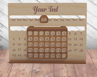 Decorative Perpetual Calendar Laser Cut Dxf Glowforge Svg xTool File Decor Pattern CNC Router Cutting Plan Template Digital Vector Files
