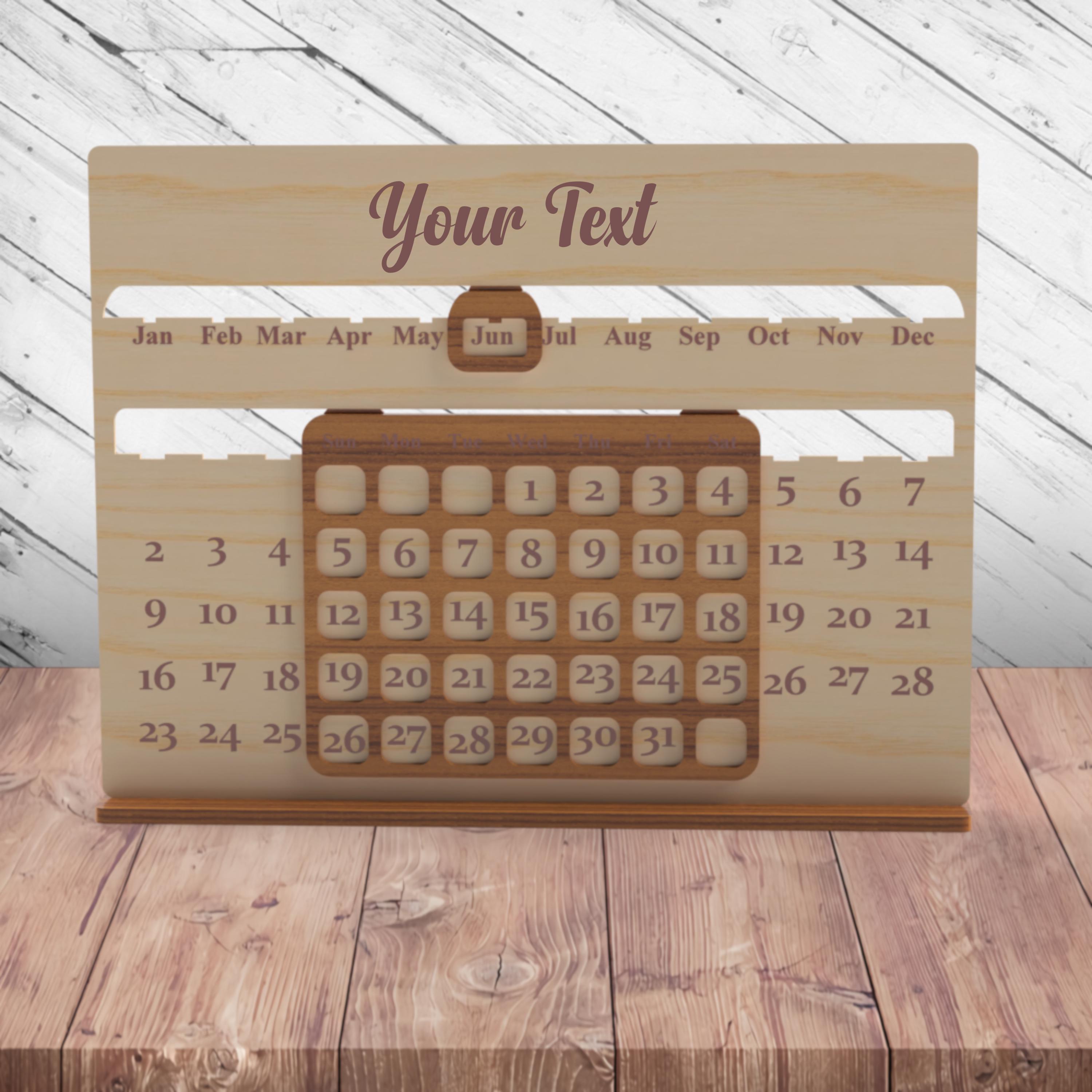 Photo inspiration: Fresh Look at Decorative Perpetual Calendar Laser Cut Dxf Glowforge Svg Xtool File