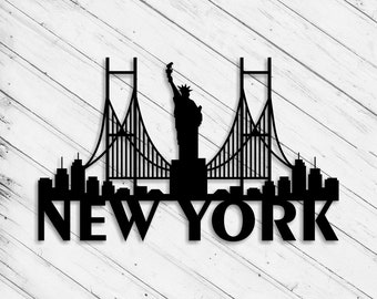 Newyork Skyline Laser Cut Dxf Glowforge Svg Wall Art Decor Cricut Pattern CNC Vinyl Cut Decorative Metal Plazma Cut Digital Ai Pdf Eps Files