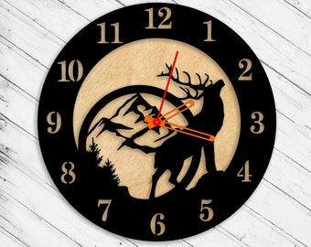 Deer Wall Clock Laser Cut Dxf Glowforge Svg xTool D1 CNC Cutting Router Metal Cut Wood Cut Plan Template Download Digital Vector Files