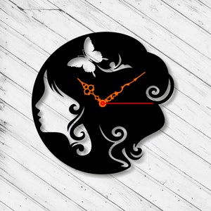Wall Clock Girl Laser Cut Dxf Glowforge Svg Template CNC Cutting Router Plazma Cut Scroll Saw Cricut Download Digital Vector Ai Pdf Eps File
