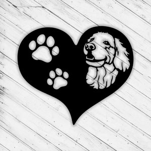 Dog in Heart Wall Laser Dxf Glowforge Svg xTool File Wall Art Decor Pattern CNC Router Cutting Decorative Metal Download Digital File