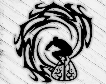 Surfer Laser Cut Dxf Glowforge Svg File CNC Router Wall Art Decor Cricut Pattern Paper Craft Decorative Metal Panel Digital Ai Pdf Eps Files