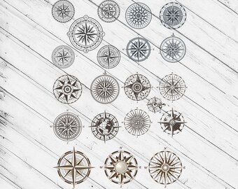 Compass Vector Set Bundle Glowforge Svg xTool D1 Engraving File Cricut Silhouette Pattern Clipart Vinyl Cut Sticker Decal  Digital Files