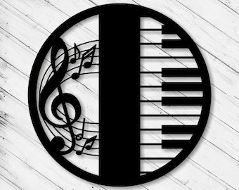 Piano Wall Art Decor Laser Cut Dxf Glowforge Svg xTool D1 CNC Router Cutting Vinyl Cut Sticker Metal Cut Silhouette Template Digital Files