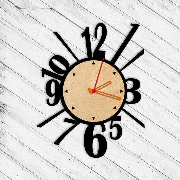 Wall Clock Digital Wood Etsy