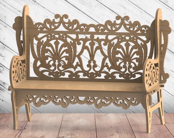 Decorative Bench CNC Router Cutting Plan Svg Dxf Template Instant Download Digital Vector Ai Pdf Eps Files