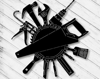 Tools Wall Art Decor Laser Cut Dxf Glowforge Svg xTool D1 CNC Router Cutting Vinyl Cut Sticker Metal Cut Silhouette Template Digital Files