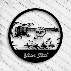 Gitarre Wand Kunst Dekor Laser Schnitt Dxf Glowforge SVG xTool D1 CNC Fräser Schneiden Vinyl Schnitt Aufkleber Metall Schnitt Silhouette Vorlage Digitale Dateien