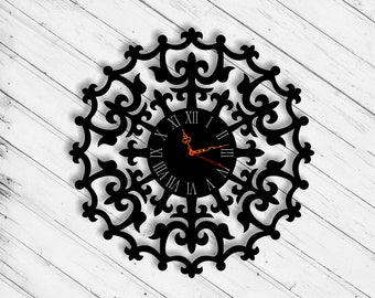 Wall Clock Laser Cut Dxf Glowforge Svg Template CNC Cutting Router Plazma Cut Scroll Saw Cricut Download Digital Vector Ai Pdf Eps Files