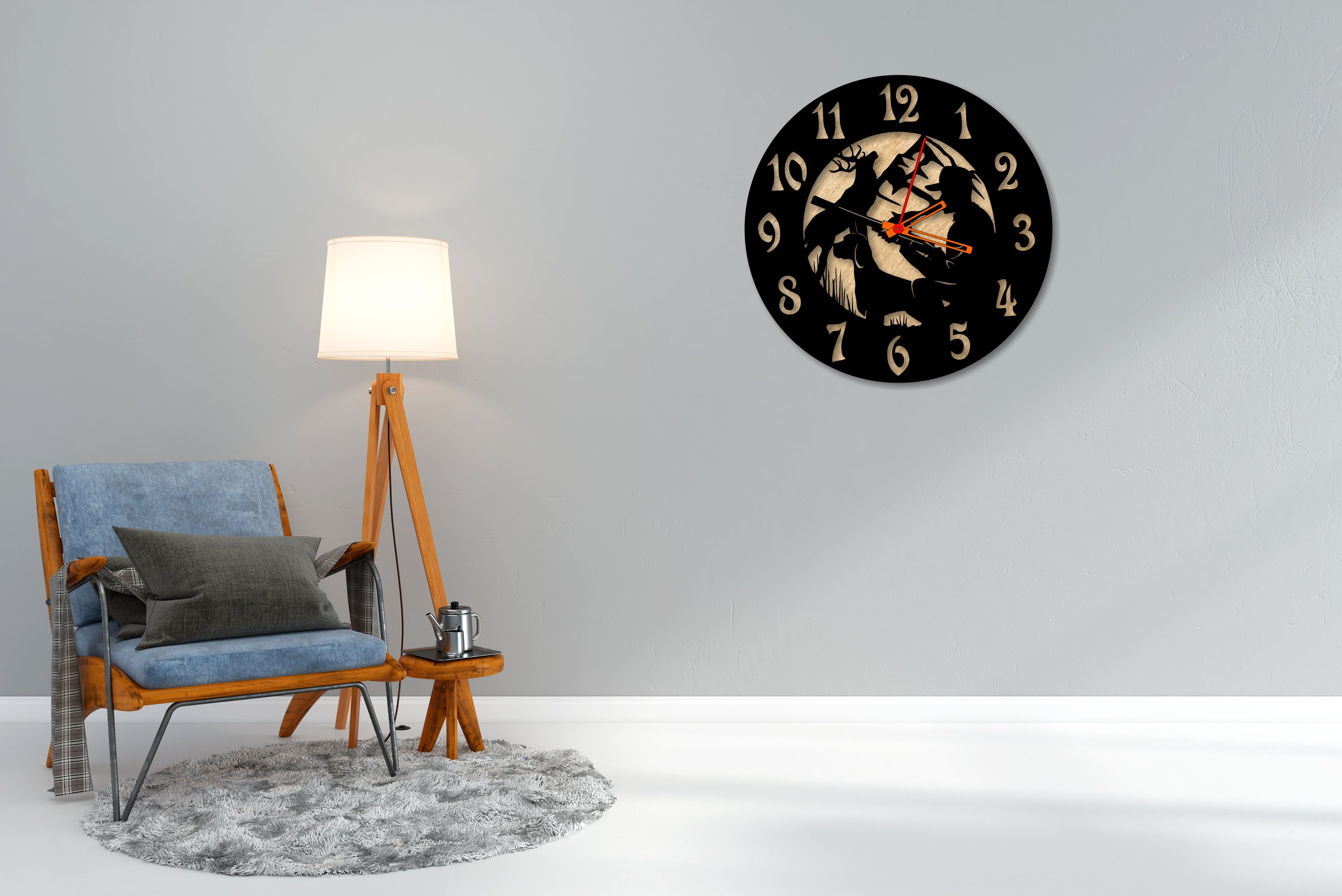 Hunting Wall Clock Laser Cut Dxf Glowforge Svg Xtool D1 CNC Cutting ...