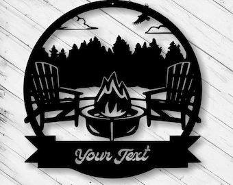 Campfire Wall Art Decor Laser Cut Dxf Glowforge Svg D1 CNC Router Cutting Vinyl Cut Sticker Metal Cut Silhouette Template Digital File