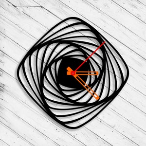 Wandklok illusie kubus lasergesneden dxf Glowforge Svg xTool CNC snijden router metaal gesneden houtsnede plan sjabloon downloaden digitale vectorbestanden