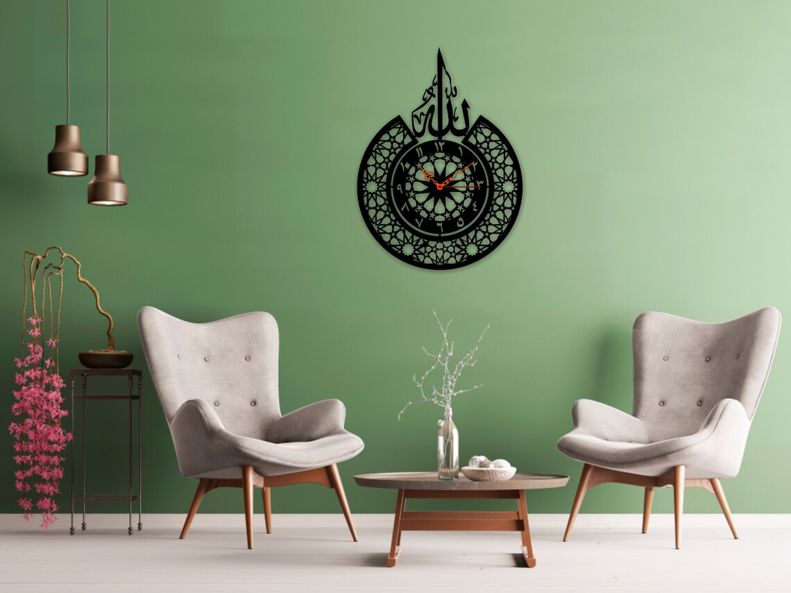 Islamic Wall Clock Laser Cut Dxf Glowforge Svg Xtool D1 CNC Cutting Islamic Wall Clock Laser Cut Dxf Glowforge Svg Xtool D1 CNC Cutting