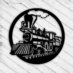 Zug Wand Kunst geschnitten Dxf Glowforge svg Wandkunst Vinly Schnitt Aufkleber Dekorative Metallplatte Plazma Cut Sofortiger Download Digitale Ai Pdf Eps-Dateien
