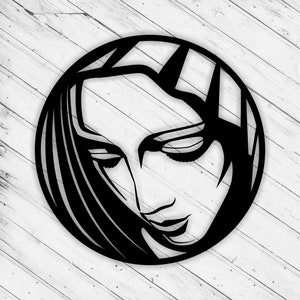 Decoración de pared de la Virgen María cortada a láser DXF Glowforge Svg xTool CNC Router Corte Vinilo Pegatina de corte Metal Corte Silueta Plantilla Archivo digital