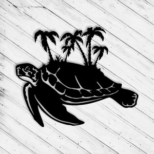 Tortue de mer murale Art déco découpée au Laser gravure Dxf Glowforge Svg fichier xtool Cricut métal Plazma découpé Silhouette décorative modèle modèle